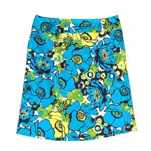 East 5th A-Line Skirt Size 16 Bold Retro Floral Tropical Y2K Mod Turquoise Green